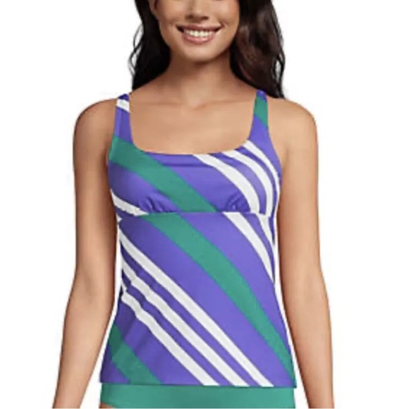 NWT Lands’ End Women's Square Neck Underwire Tankini Swimsuit Top Size 4 - Picture 1 of 11